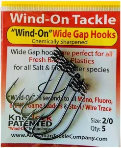 AUSSIE TACKLE KNOTLESS WIDE GAP HOOKS - 1 - Qty 5