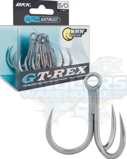 BKK GT-REX BL BARBLESS TREBLE HOOKS - 5/0 - Qty 5