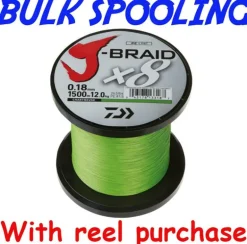 BULK SPOOL UP - DAIWA J BRAID X8 BRAID LINE CHARTREUSE - PER 100yds - 8lb