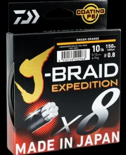 DAIWA J BRAID EXPEDITION X8 BRAID LINE 150m ORANGE - PE 0.6 - 8lb