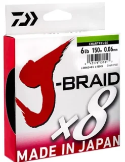 DAIWA J BRAID X8 BRAID LINE 150m CHARTREUSE - 6lb