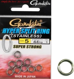 GAMAKATSU HYPER POWER SPLIT RING - Size 1 - Strength 5kg - Qty 12
