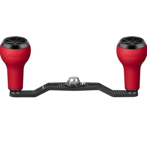 GOMEXUS BAITCAST CARBON FIBRE POWER HANDLE WITH TPE KNOB - 100mm - RDBK - Red Black 7x4mm