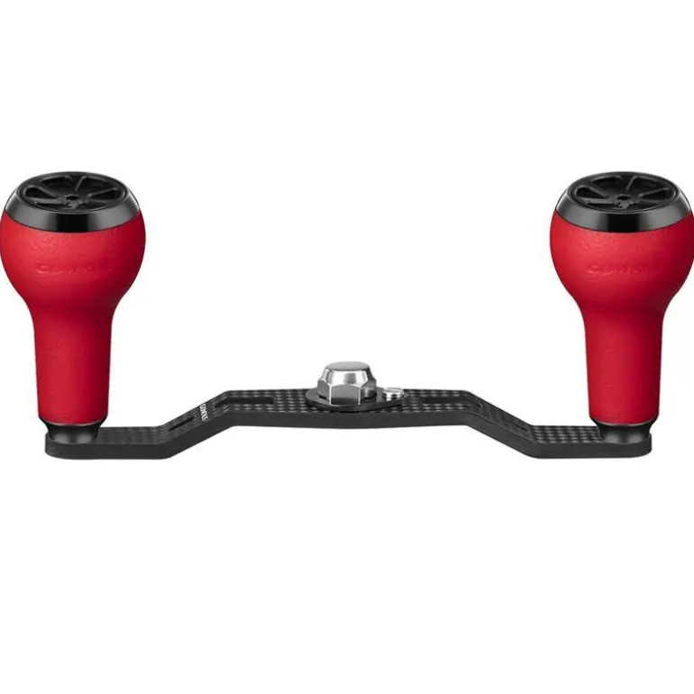 GOMEXUS BAITCAST CARBON FIBRE POWER HANDLE WITH TPE KNOB - 100mm - RDBK - Red Black 7x4mm