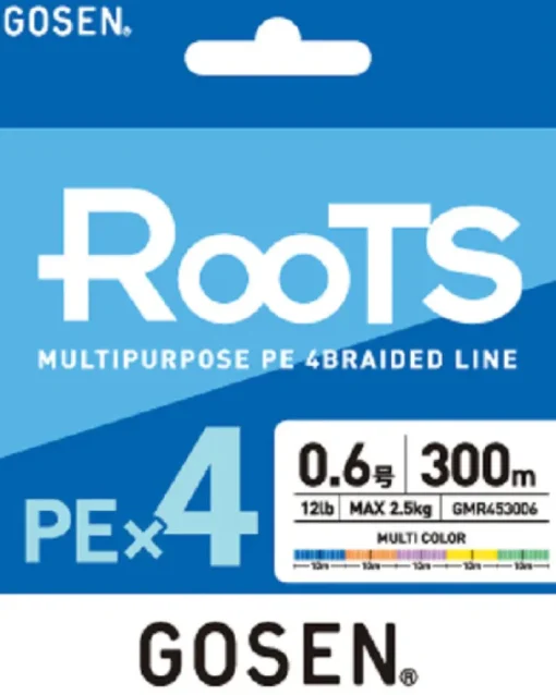 GOSEN ROOTS 4 PLY BRAID LINE 300m MULTI COLOUR - PE 0.4 - 8lb