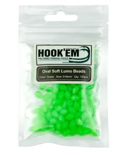 HOOK EM LUMO SOFT GLOW BEADS OVAL - GREEN - 4x6mm