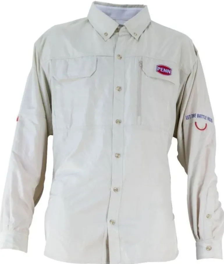 PENN VENTED PERFORMANCE FISHING SHIRT OATMEAL - Small