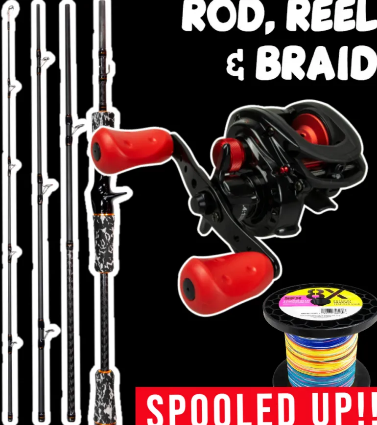ROD REEL COMBO - ABU GARCIA MAX 4 X REEL, STORM DISCOVERY GEN II 664MH ROD & SUFIX BRAID