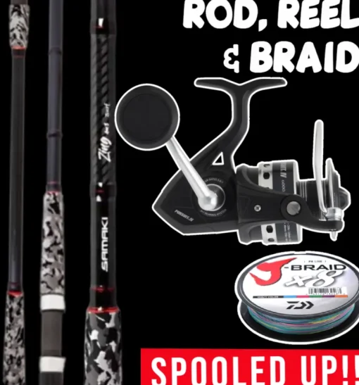 ROD REEL COMBO - PENN PURSUIT IV 6000 REEL, SAMAKI ZING GEN 3 SZG3-1202SH ROD & 20lb DAIWA J BRAID