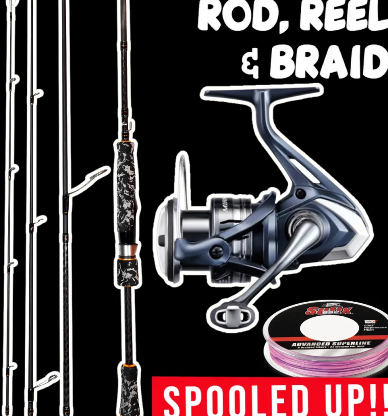 ROD REEL COMBO - SHIMANO MIRAVEL 2500HG REEL, STORM DISCOVERY GEN II 702ML ROD & SUFIX 832 PINK CAMO