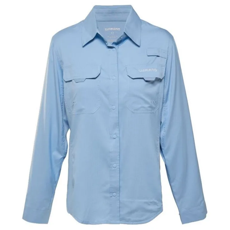 SHIMANO LADIES LONG SLEEVE VENTED SHIRT SKY BLUE - Size 8