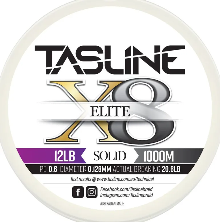 TASLINE ELITE X8 PURE BRAID 1000m WHITE - 12lb - PE 0.6