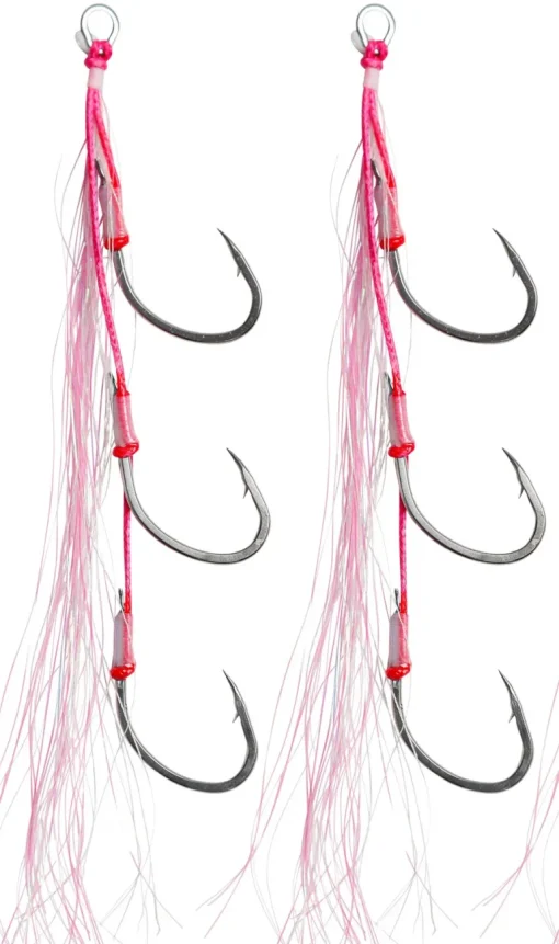 VEXED FLASHY TRIPLE BAIT ASSIST HOOKS 7/0 - Pink Glow