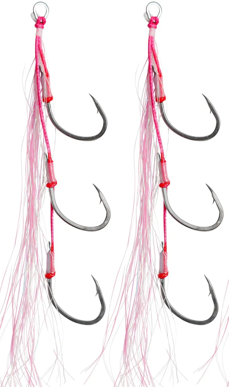 VEXED FLASHY TRIPLE BAIT ASSIST HOOKS 7/0 - Pink Glow