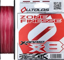 YGK X-BRAID OLLTOLOS ZONE FINESSE X8 BRAID LINE 100m MULTI COLOUR - 16lb - PE 0.8